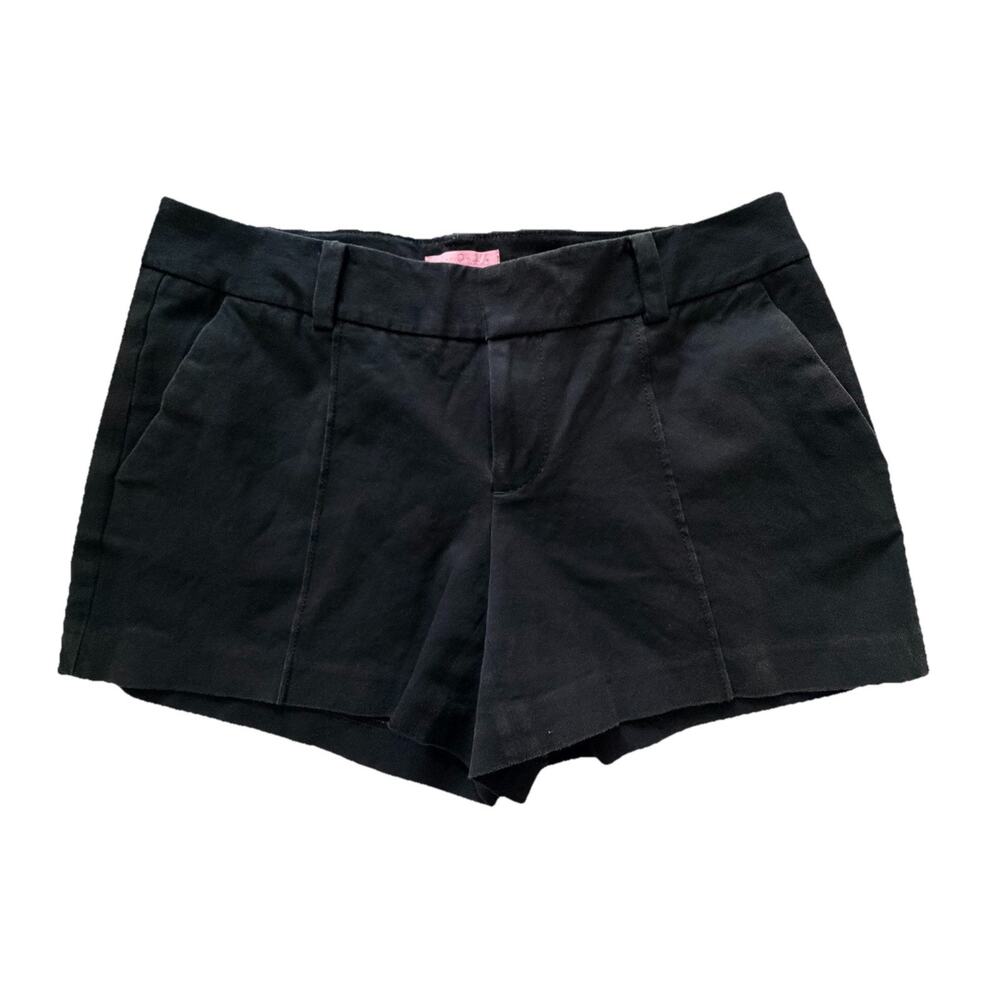 Lilly Pulitzer Black Natalia Womens Stretch Shorts 6 Classic Preppy Coastal